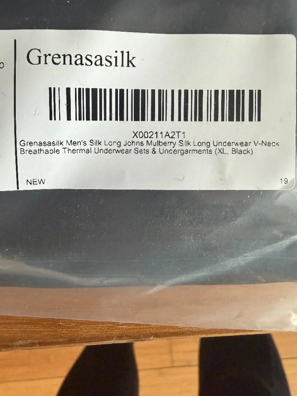 NWT Grenasasilk Men's Black Mulberry Silk V-Neck Thermal Long Johns XL